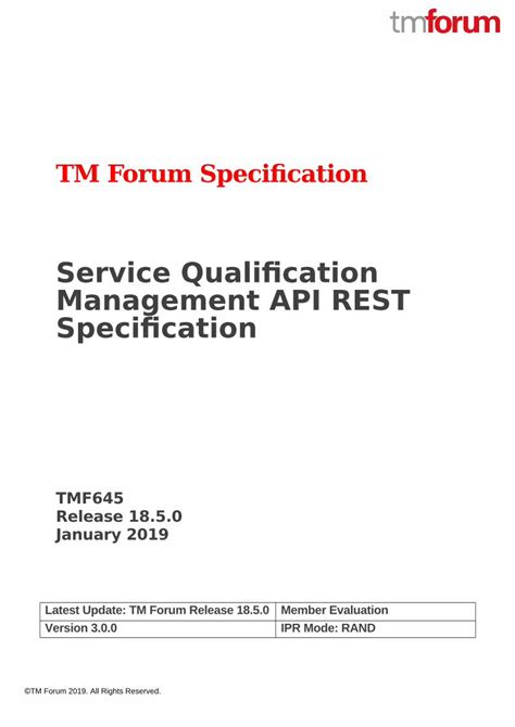 tmf645|TMF645 Service Qualification Management API REST .